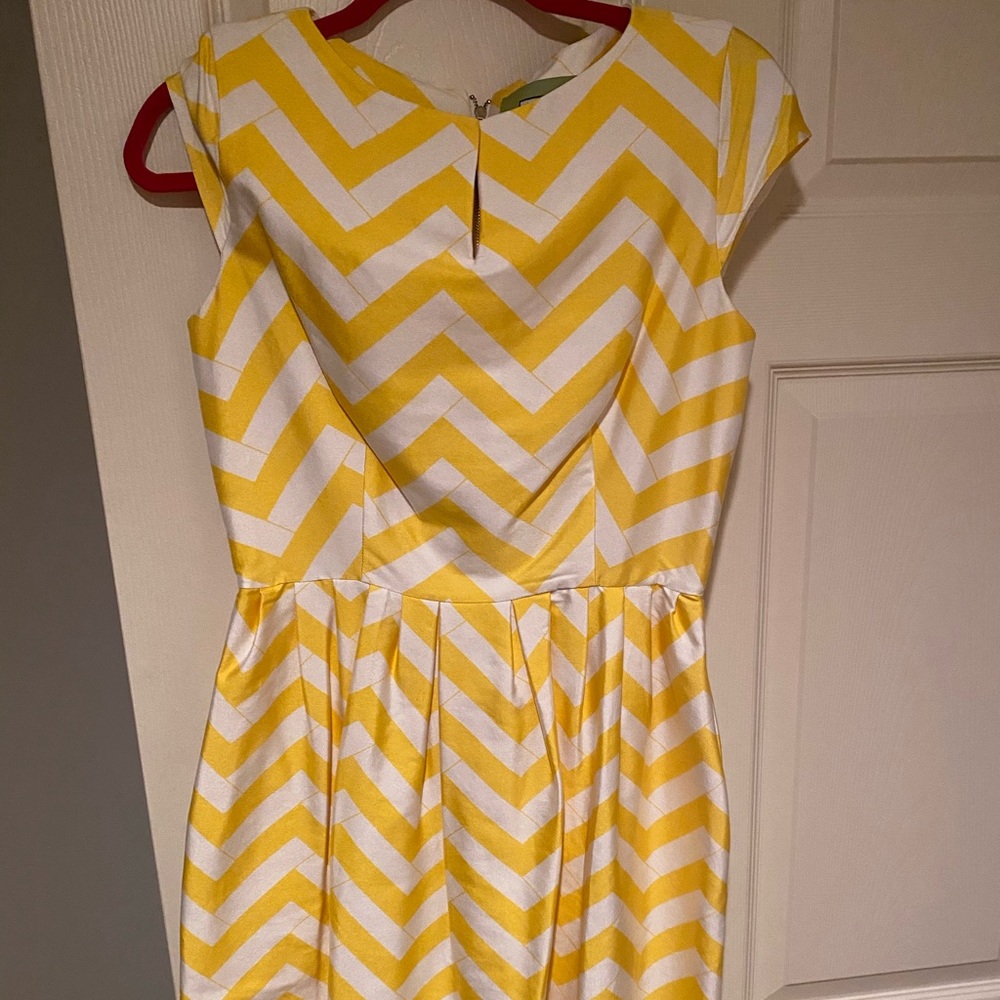 Elizabeth McKay yellow chevron silk dress